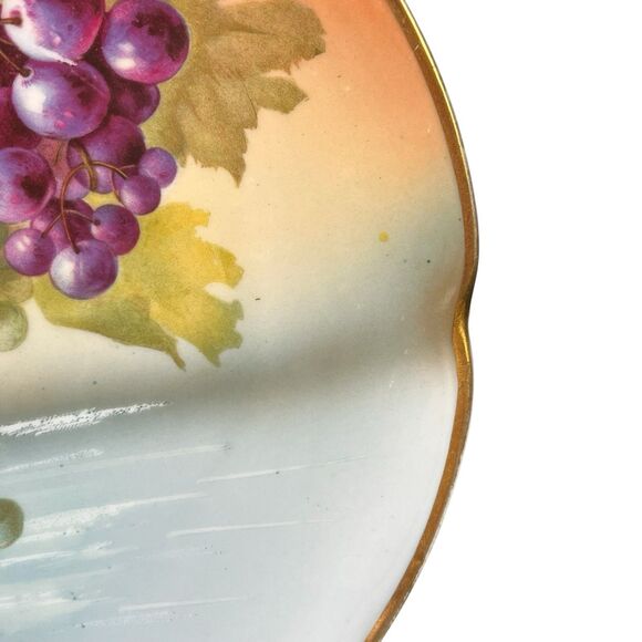 Vintage J&C Bavaria Plate Signed A. Koch Hand-Painted Grapes Gold Trim 8.5"Wide - Picture 5 of 10